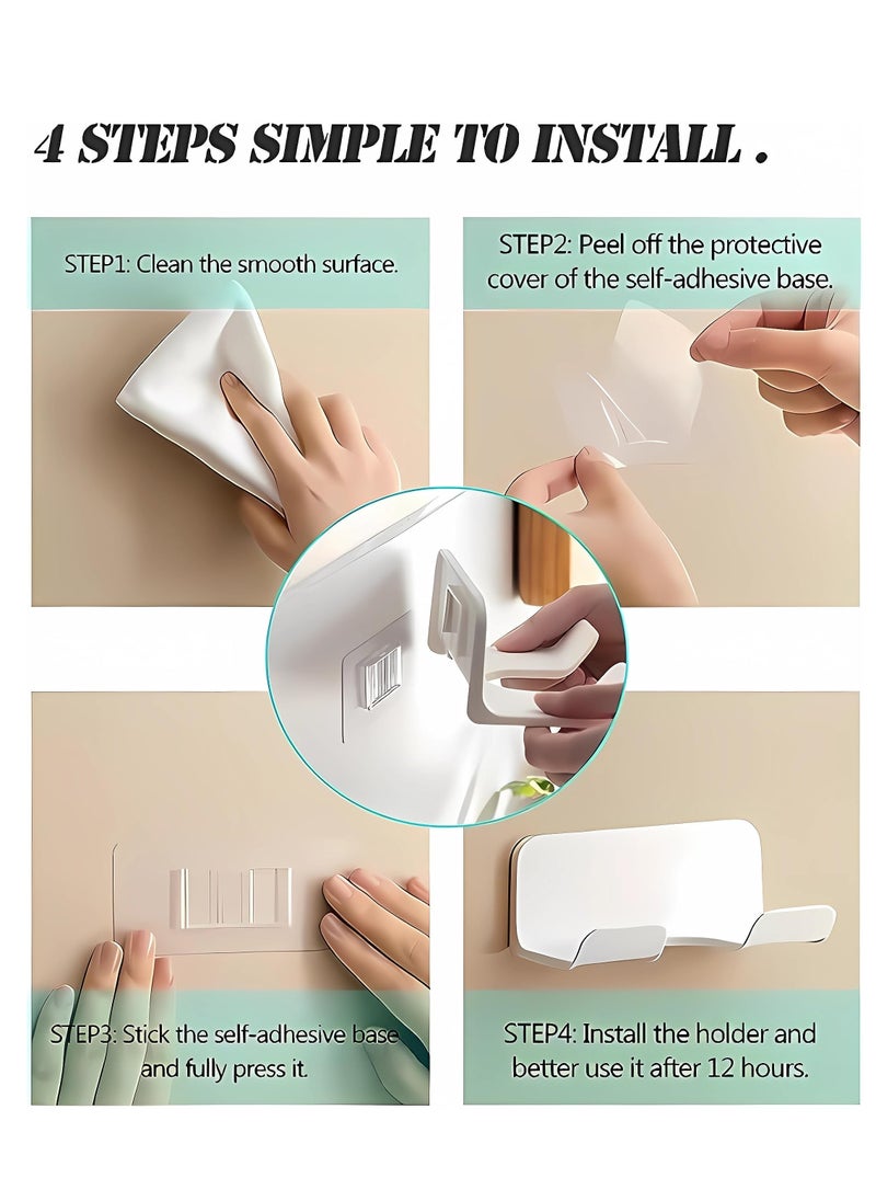TRASSLE Universal Hair Dryer Holder, Blow Dryer Hanger Wall Mount for Hair Dryer Hook with Plug&Cord Organizer Self Adhesive for Cabinet Bathroom  - Image 4