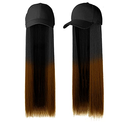 Paradise 26 Inch Long Straight Cap Wig for Women & Girls Matte Finish Adds Instant Hair Volume & Length |Lightweight & Natural Look Synthetic Hair Wig (Black ombre) - Image 1