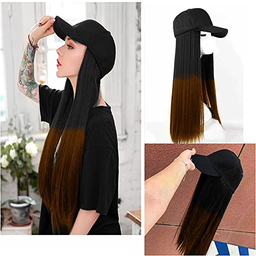 Paradise 26 Inch Long Straight Cap Wig for Women & Girls Matte Finish Adds Instant Hair Volume & Length |Lightweight & Natural Look Synthetic Hair Wig (Black ombre) - Image 3