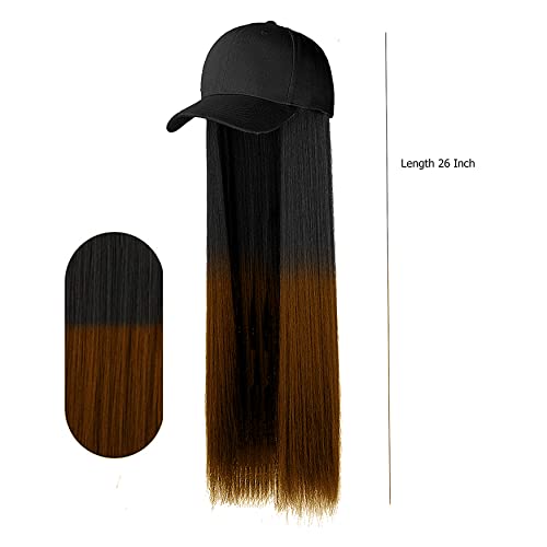Paradise 26 Inch Long Straight Cap Wig for Women & Girls Matte Finish Adds Instant Hair Volume & Length |Lightweight & Natural Look Synthetic Hair Wig (Black ombre) - Image 2