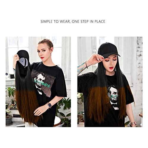 Paradise 26 Inch Long Straight Cap Wig for Women & Girls Matte Finish Adds Instant Hair Volume & Length |Lightweight & Natural Look Synthetic Hair Wig (Black ombre) - Image 4