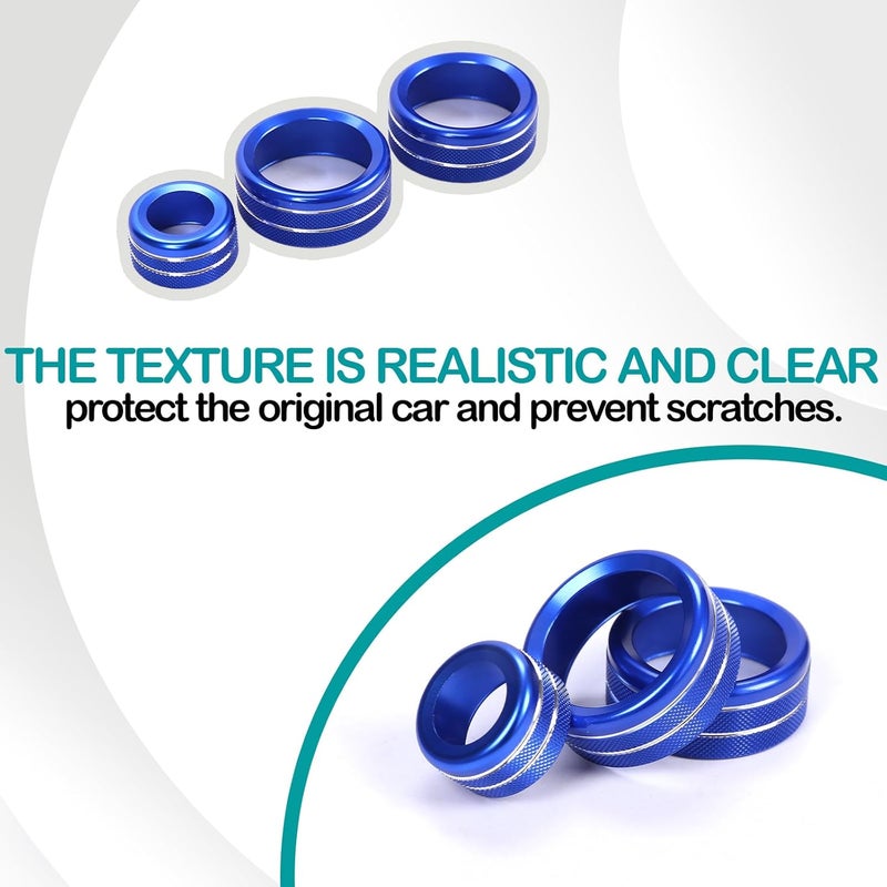 Hudiriy Car Central Control Air Conditioning Knob Ring Compatible with BMW 1 2 3 4 Series F30 F34 F46 3GT X1 F47 F48 U11 Aluminum Air Conditioning Volume knob Trim Protection Accessories (Blue) - Image 5