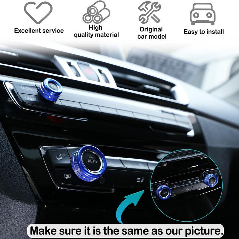Hudiriy Car Central Control Air Conditioning Knob Ring Compatible with BMW 1 2 3 4 Series F30 F34 F46 3GT X1 F47 F48 U11 Aluminum Air Conditioning Volume knob Trim Protection Accessories (Blue) - Image 4