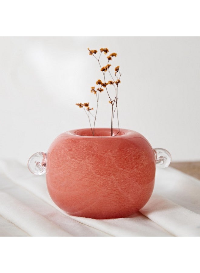 Home Box Reva Glass Round Vase with Clear Handle 21.5 x 16 x 13 cm - Image 1