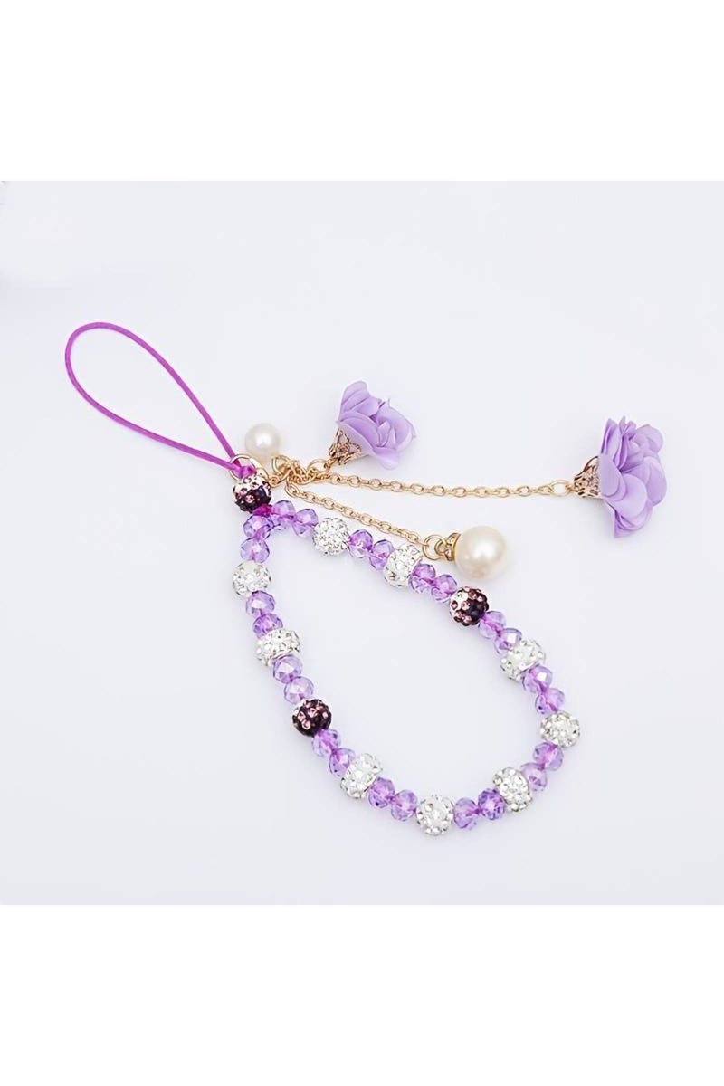 Other 6 Gorgeous Crystal Flower Lanyard Phone Strap Charm Chain Knot Cellphone Lanyard Keychain Woma