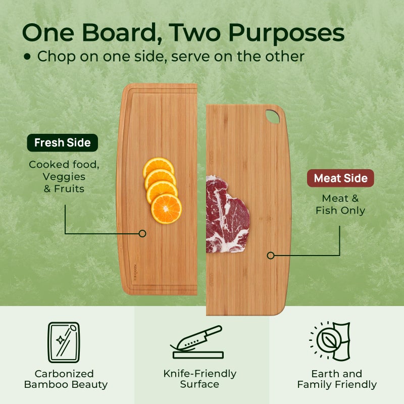 Keechee Dishwasher Safe Bamboo Cutting Boards 15.4x11.7in Heat-Resistant Chopping & Charcuterie Board with Juice Groove, Durable Lightweight Kitchen Essentials for Meat, Vegetables, Easy Clean - Image 4
