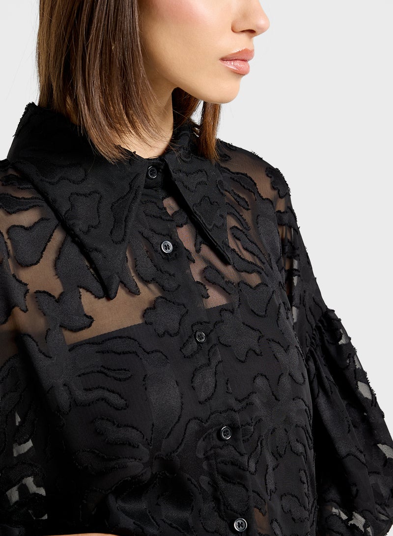 ELLA Sheer Crop Shirt  - Image 3