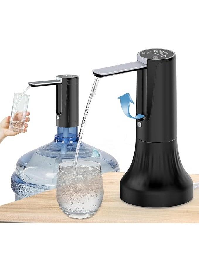 DUNISO 2-in-1 Water Pump, Water Dispenser Pump with Detachable Desktop Base, LED Touch Display Electric Water Pump with 3 Quantitative Settings, ,Foldable and Rechargeable，Easy to Carry，Suitable for Home, Kitchen, Living Room, Office, Camping, Travel - Image 1