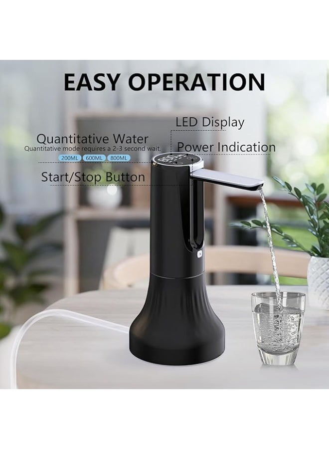 DUNISO 2-in-1 Water Pump, Water Dispenser Pump with Detachable Desktop Base, LED Touch Display Electric Water Pump with 3 Quantitative Settings, ,Foldable and Rechargeable，Easy to Carry，Suitable for Home, Kitchen, Living Room, Office, Camping, Travel - Image 5