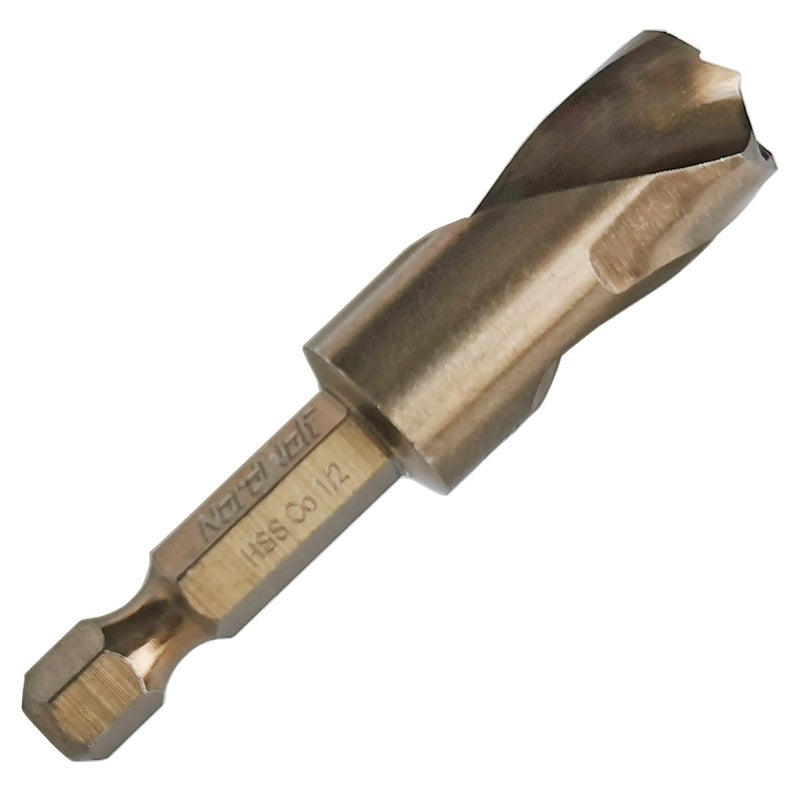 NordWolf 1/2" M35 Cobalt Stubby Drill Bit for Stainless Steel & Hard Metals, with 1/4" Hex Shank for Quick Chucks & Impact Drivers - Image 1
