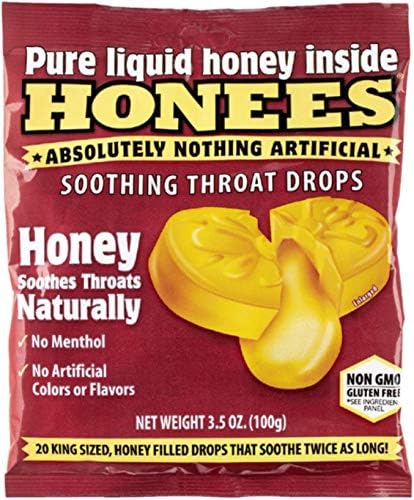 Honees Honey Filled Drops Honey Cough Drops with Real HoneyNatural Sore Throat ReliefNothing ArtificialThroat Coat Lozenges Natural Cough Suppressant NonGMO Gluten Free 12 Pack 240 drops - Image 1