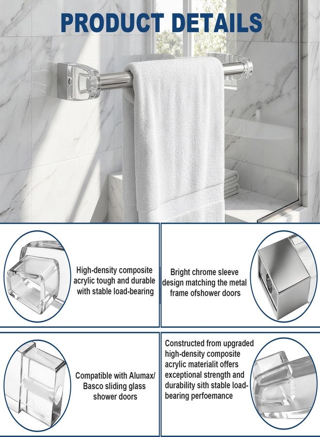 Popbee Clear Acrylic Towel Bar Brackets for Basco & alumax Framed Sliding Shower Door Towel Rod Replacement Parts - Stylish, Durable & Easy to Install - 2 Pack - Image 4