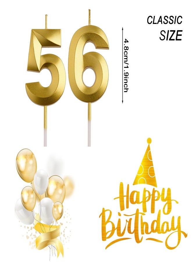 AOOLADA 56th 65th Birthday Candles, Gold 65 56 Year Old Number Birthday Candles, Birthday Party Decorations Cake Topper Gifts for Men Women - Image 2