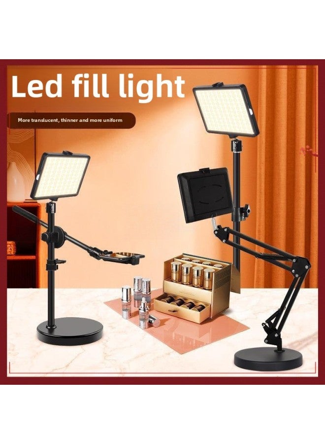 YY01 Fill Light Studio Photography Shooting Light Small Desktop Photo Food Special Light Anchor Beauty-Light Source Color:【three-color Dimmable Soft Light】 Square Lamp + 2.1m Floor Stand - Image 2