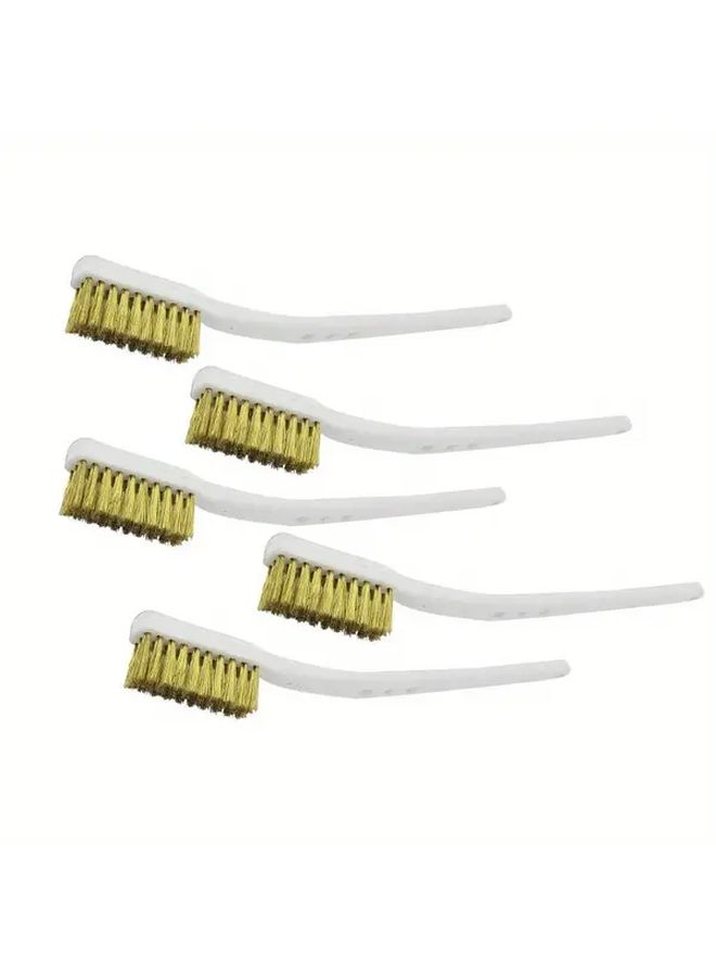 5Pcs Heavy Duty Brass Mini Wire Brushes 175mm Industrial Metal Polishing Brushes Yellow Bristles Copper Construction For Rust Removal Paint Stripping Surface Preparation Durable Abrasive Brushes Automotive Manufacturing Workshop Use Ergonomic Handle Design - Image 4