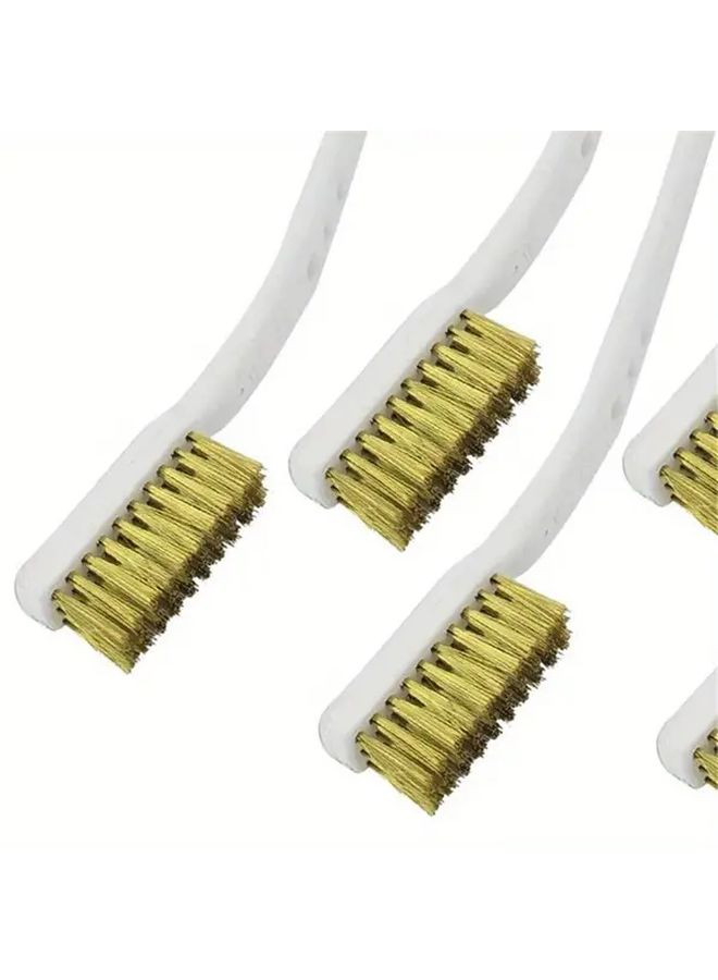 5Pcs Heavy Duty Brass Mini Wire Brushes 175mm Industrial Metal Polishing Brushes Yellow Bristles Copper Construction For Rust Removal Paint Stripping Surface Preparation Durable Abrasive Brushes Automotive Manufacturing Workshop Use Ergonomic Handle Design - Image 5