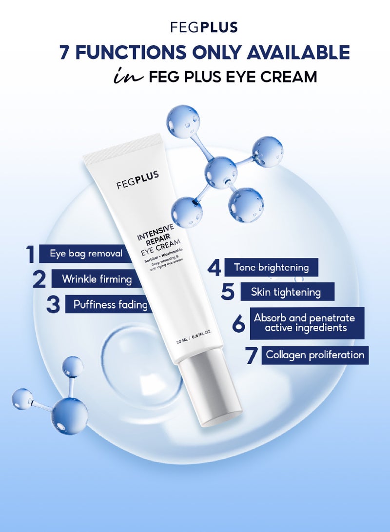FEG Plus FEGPLUS Anti-Aging Eye Cream with HA & 15% Niacinamide, Eliminate Wrinkles, Eye Bags, Dark Circles, Puffiness,.. UVA & UVB Protection | The best eye cream made in the USA (20ml) - Image 2