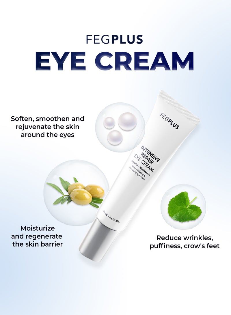 FEG Plus FEGPLUS Anti-Aging Eye Cream with HA & 15% Niacinamide, Eliminate Wrinkles, Eye Bags, Dark Circles, Puffiness,.. UVA & UVB Protection | The best eye cream made in the USA (20ml) - Image 4