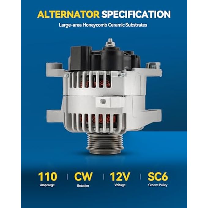 PHILTOP Alternator Compatible with 2010-2013 Sonata 2.4L 2011-2013 Optima 2.4L, 110 Amp Alternator Replace 11491N 28-6553 553591RI 553591RIV LRA03445 - Image 4
