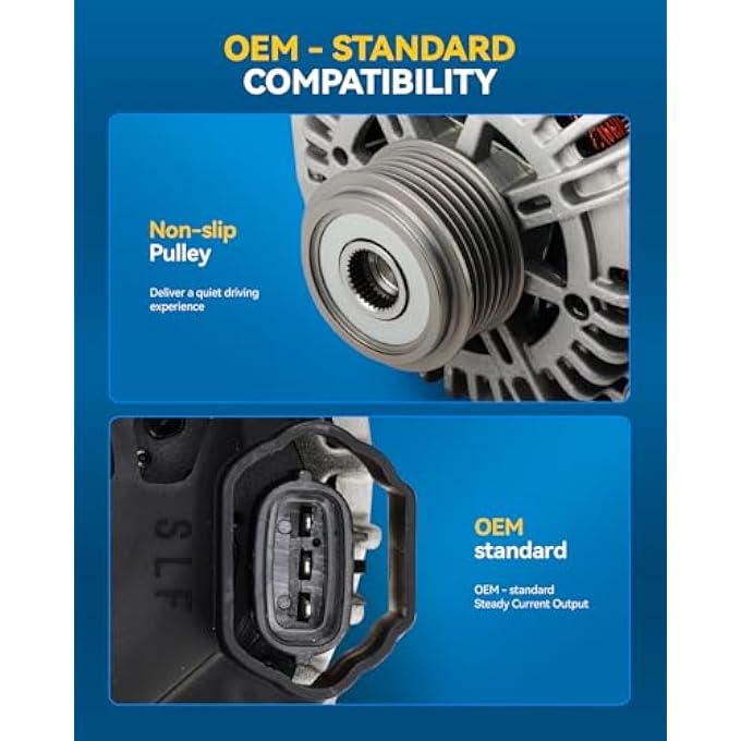 PHILTOP Alternator Compatible with 2010-2013 Sonata 2.4L 2011-2013 Optima 2.4L, 110 Amp Alternator Replace 11491N 28-6553 553591RI 553591RIV LRA03445 - Image 5