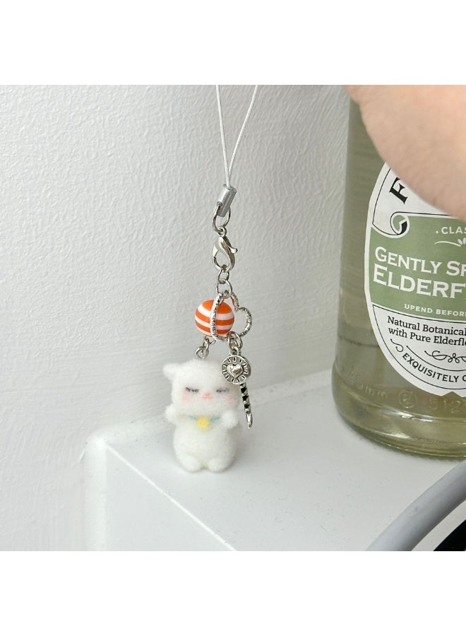 NIBEMINENT Beaded Phone Lanyard, Anti Lost Removable Wrist Strap, Adorable Kitten Bracelet Pendant, Phone Keychain Lanyard - Image 1