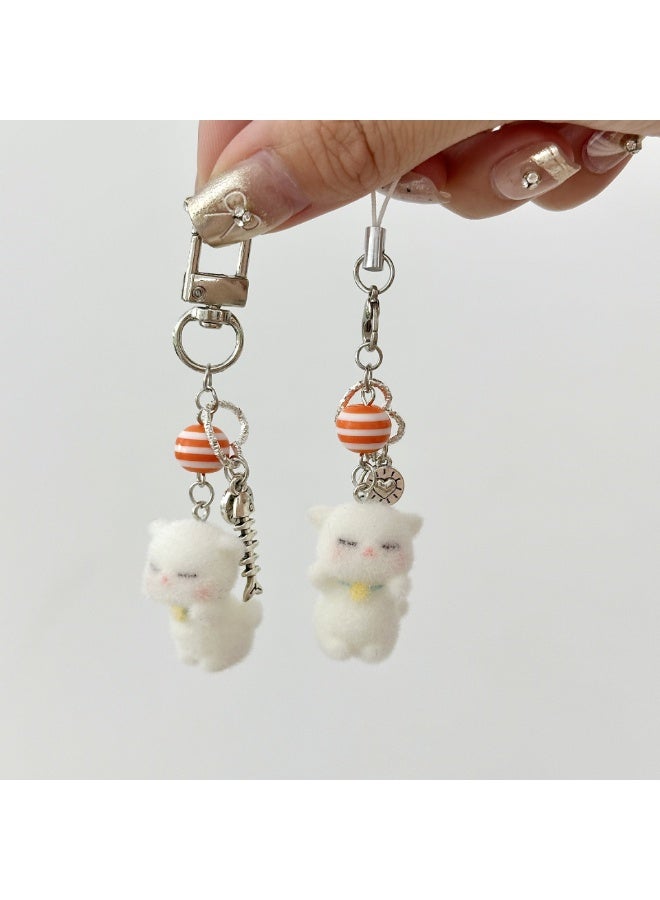 NIBEMINENT Beaded Phone Lanyard, Anti Lost Removable Wrist Strap, Adorable Kitten Bracelet Pendant, Phone Keychain Lanyard - Image 2