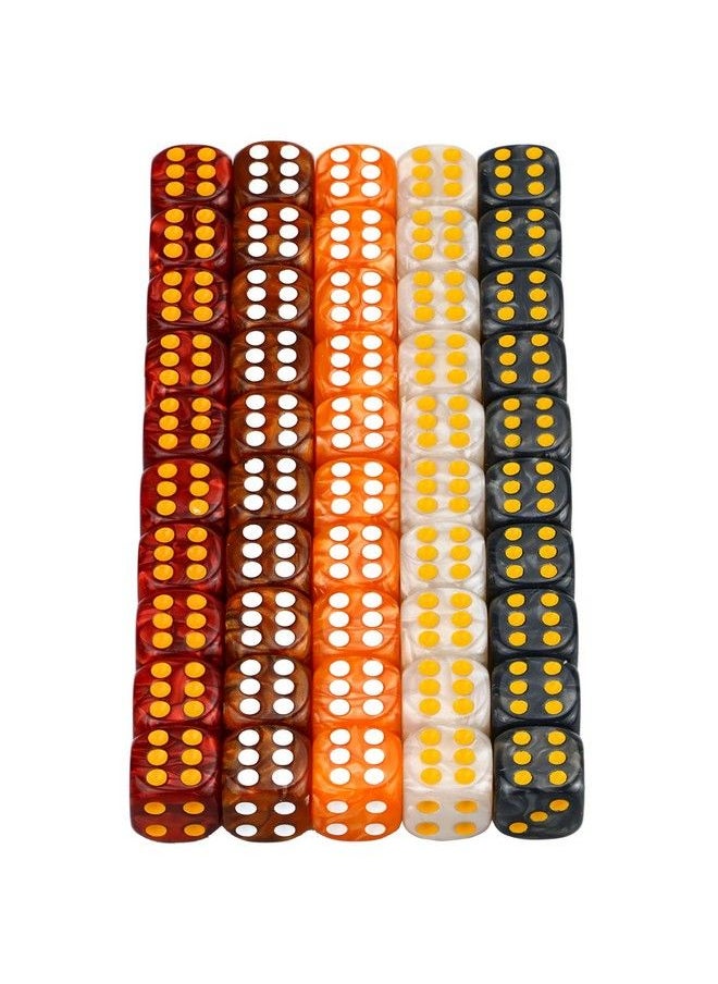 YOUSHARES 50 Pcs Game Dice Set With Free Pouch Multi Colors Rounded Edges Dice 6 Sided 16Mm D6 Standard Dice Table Games Dice Perfect For Tenzi Yahtzee Farkle Bunco  - Image 1
