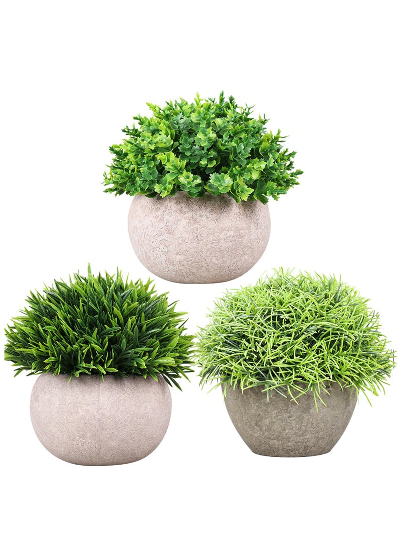 HOOGIFFT Mini Artificial Plants Set, Small Fake Plants, Faux Plants in Pots Modern Farmhouse Plants Home Decor for Office Kitchen Bathroom Bedroom Mantle Shelf Living Room 3 Pcs  - Image 1