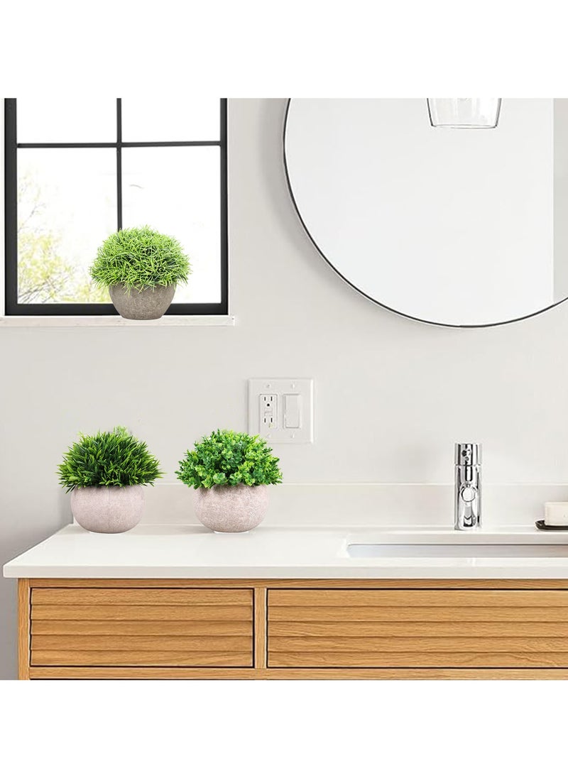 HOOGIFFT Mini Artificial Plants Set, Small Fake Plants, Faux Plants in Pots Modern Farmhouse Plants Home Decor for Office Kitchen Bathroom Bedroom Mantle Shelf Living Room 3 Pcs  - Image 4