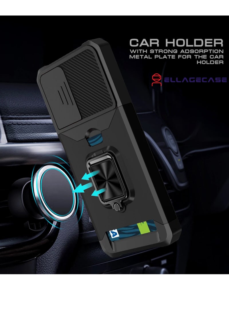 ELLAGECASE Impact-Resistant Case with Card Slot, Stand & Solid Camera Protection for Samsung Galaxy S24 / S25 – Includes Hidden Metal Plate - Image 4