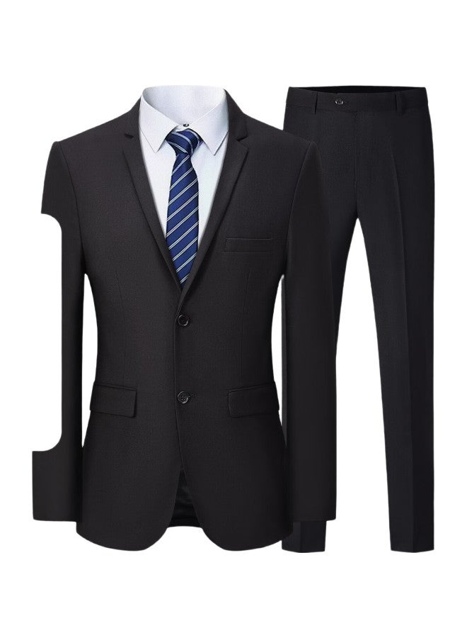 ROMON Suit Set For Men, Casual Business Professional Formal Wear, Wedding Groom Groomsman Suit Jacket E306, Black, Xl - Image 1
