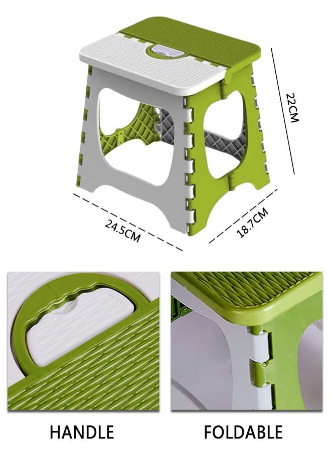HAWAWA 21cm Folding Step Stool for Adults and Kids ,Non-Slip Folding Stools with Portable Handle, Compact Plastic Foldable Step Stool Great for Kitchen, Bathroom or Bedroom, Holds Up to 100kgs Green  - Image 2