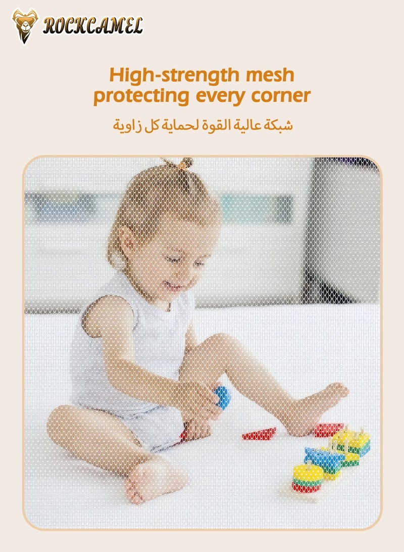 ROCKCAMEL Baby Playpen Fence with 3 Toddler Toys & 60 Ocean Balls, Infant Portable Play Yard with Suction Cups, Removable Washable Mesh, Indoor & Outdoor Kids Activity Center (Grey, 180 x 200cm) - Image 5