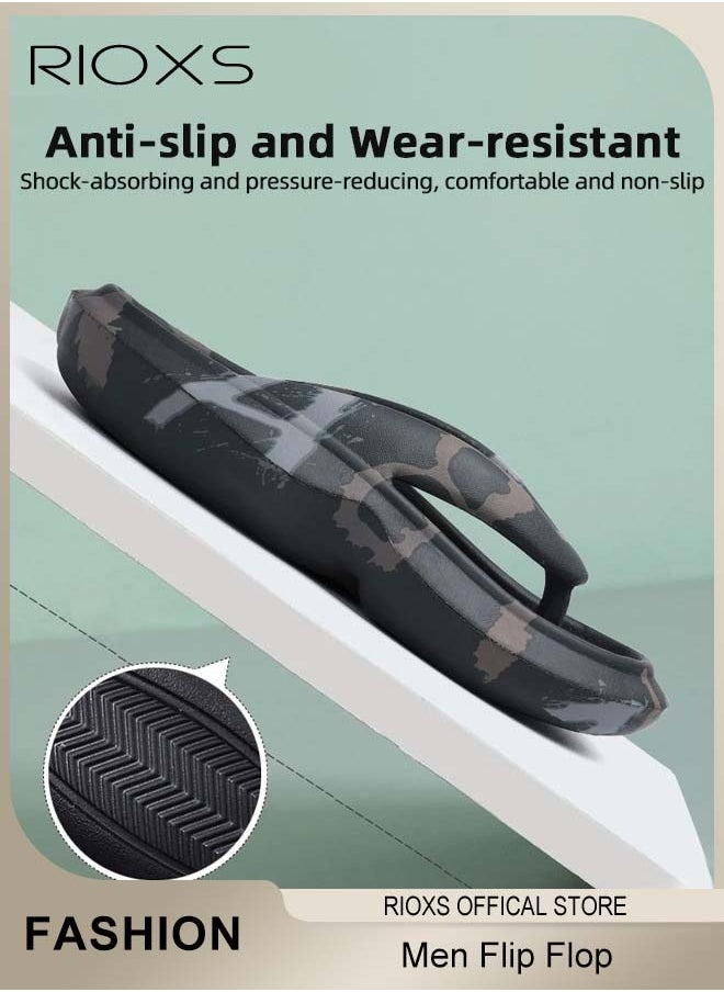 RIOXS - Flip Flop Shower Slippers for Men Anti-Slip Flat Soft Sole Sandal for Indoor or Outdoor Use Men's Comfy Skin Friendly Slippers - Image 1