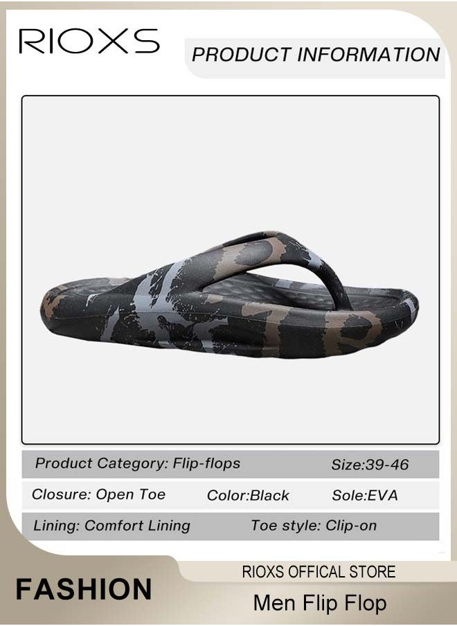 RIOXS - Flip Flop Shower Slippers for Men Anti-Slip Flat Soft Sole Sandal for Indoor or Outdoor Use Men's Comfy Skin Friendly Slippers - Image 1