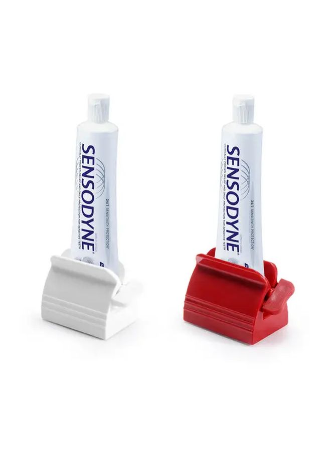 Red Automatic Toothpaste Dispenser Wall Mounted Hands Free Roller Squeezer - Image 2