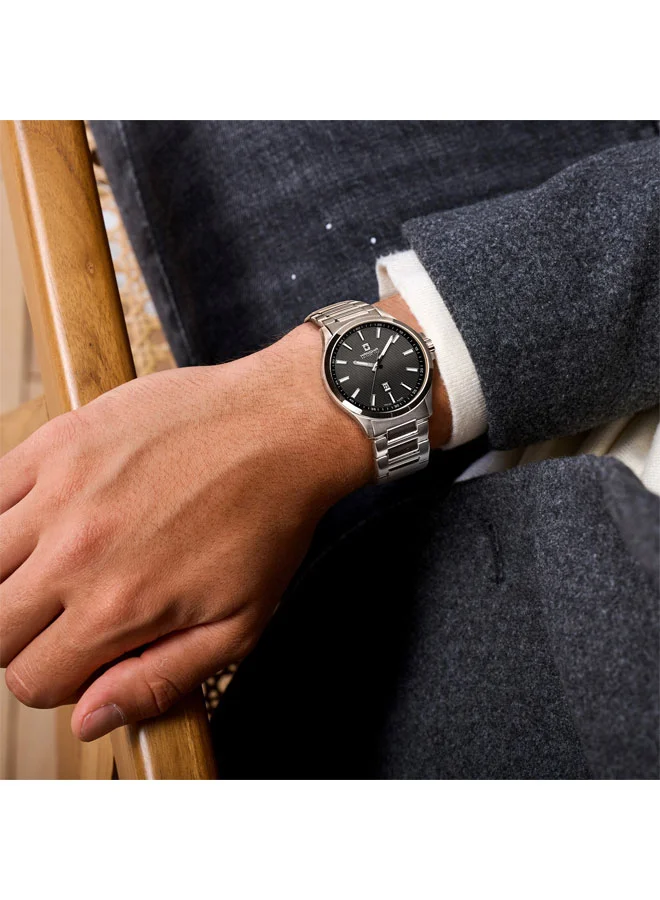 Hanowa  Kander Black Dial Silver Stainless Steel Bracelet Analog Watch for Men 43mm for Men | Best Price UAE