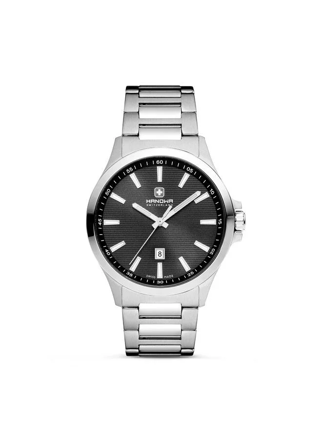 Kander Black Dial Silver Stainless Steel Bracelet Analog Watch for Men 43mm