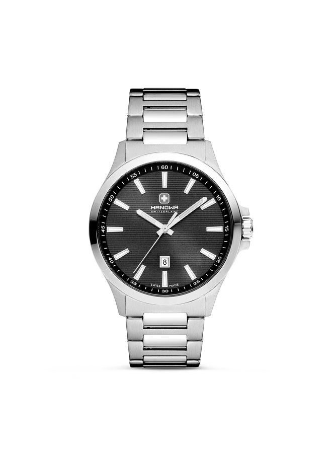 Hanowa Kander 43mm Black Dial Stainless Steel Bracelet Watch for Men  - Image 1
