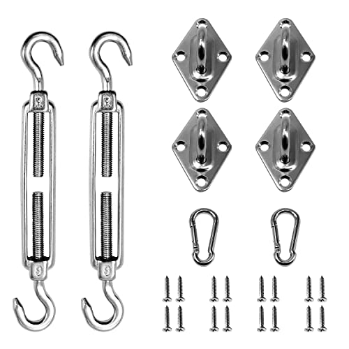 ECOOPTS ECOOPTS Sun Shade Sail Hardware Kit with 6" Turnbuckles for Rectangle Sun Shade Sail Canopy Installation  - Image 2