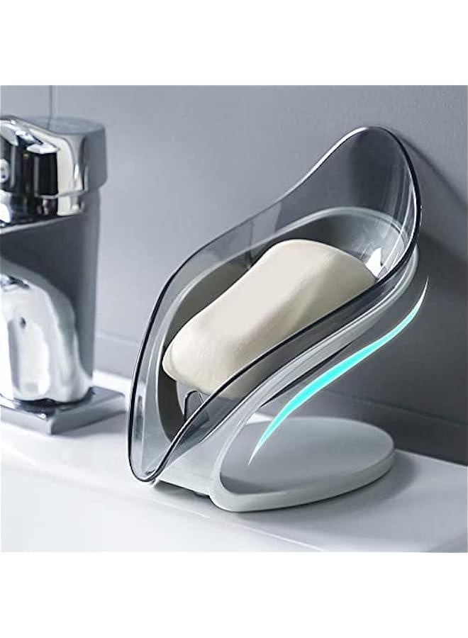 Soap Holder - with Draining Soap Tray, Leaf Shape Suction Cup Soap Box, No Drilling Decorative Drainage Soap Holder for Shower Bathroom Kitchen - Image 3