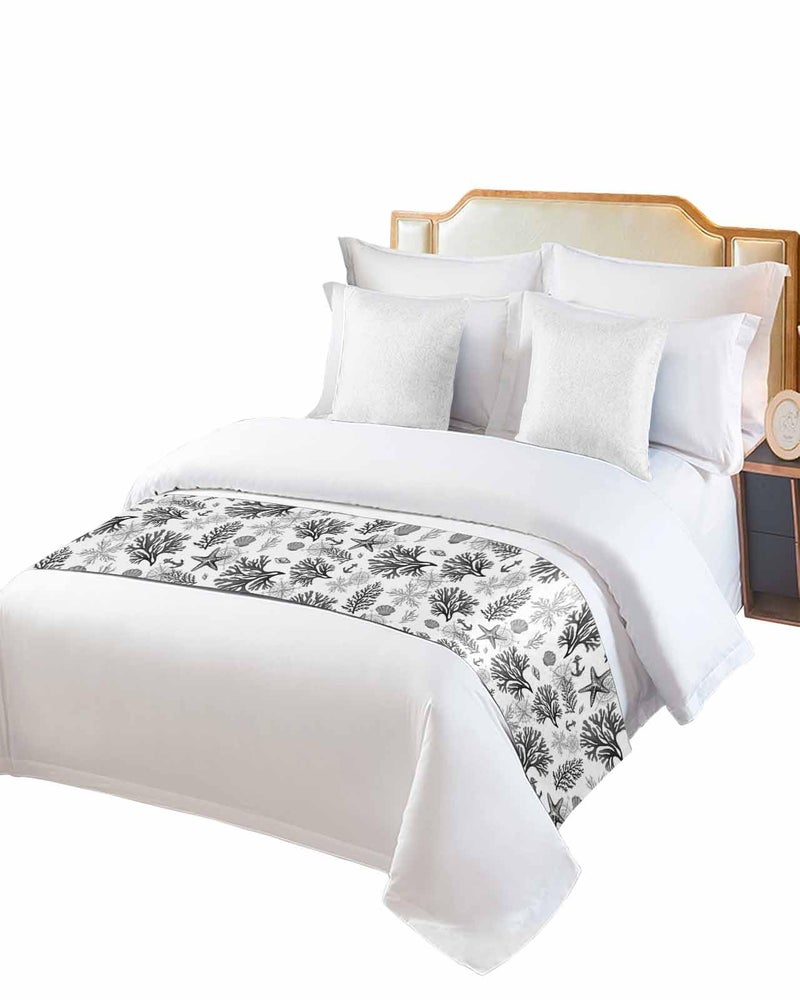 Black Grey Coastal Bed Runner For King Bed 94x20 Inches Nautical Bed Throw Sofa Throw Bedding Scarf Protector - Image 2