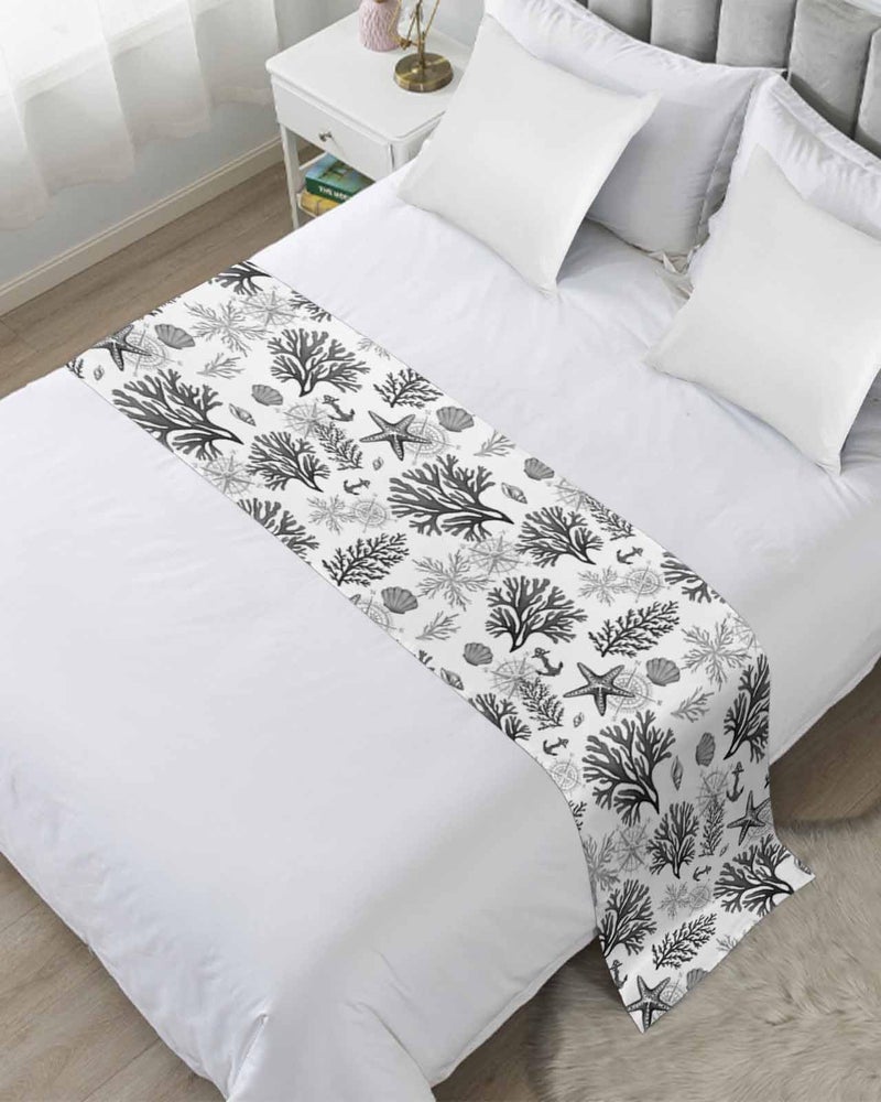 Black Grey Coastal Bed Runner For King Bed 94x20 Inches Nautical Bed Throw Sofa Throw Bedding Scarf Protector - Image 3