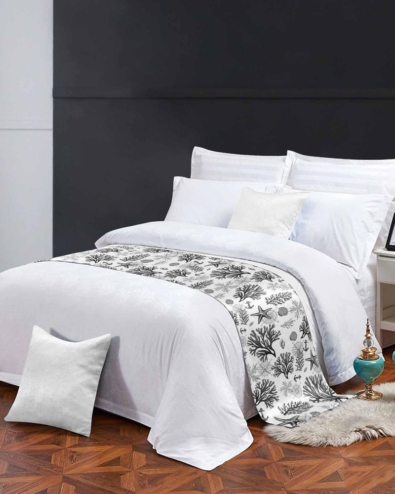 Black Grey Coastal Bed Runner For King Bed 94x20 Inches Nautical Bed Throw Sofa Throw Bedding Scarf Protector - Image 4