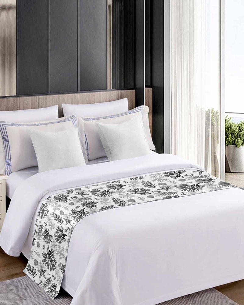 Black Grey Coastal Bed Runner For King Bed 94x20 Inches Nautical Bed Throw Sofa Throw Bedding Scarf Protector - Image 5