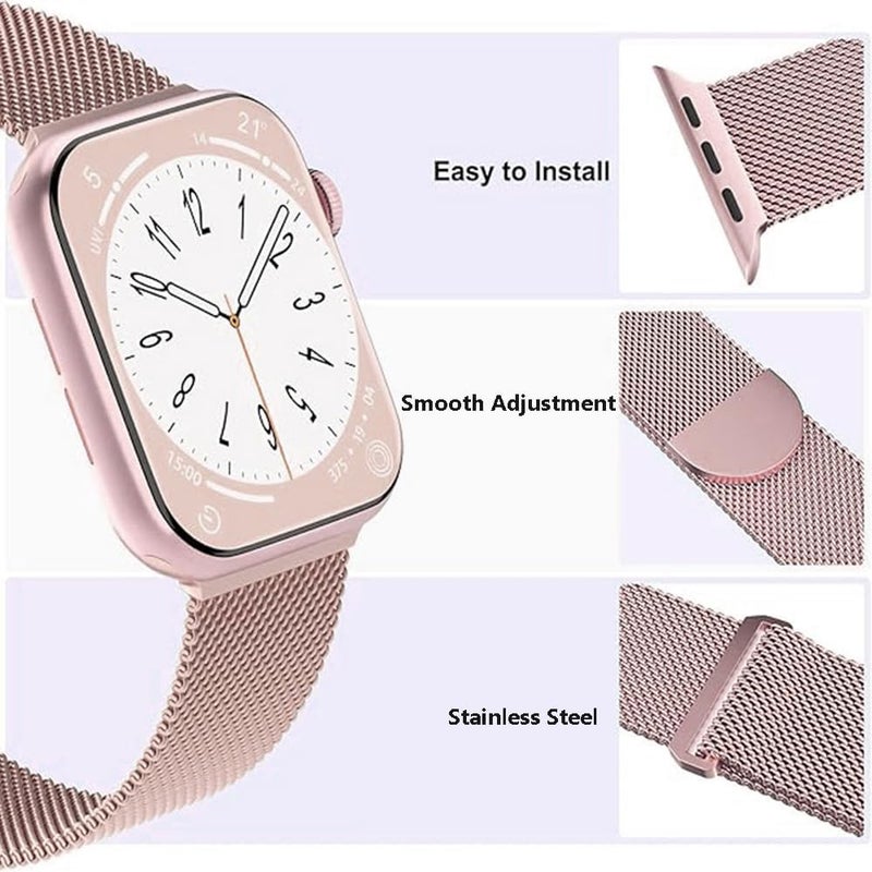 سوار المغناطيسي من الفولاذ المقاوم للصدأ لساعة Apple Watch، قابل للتعديل للرجال والنساء، متوافق مع السلسلة 10 9 8 7 6 5 4 3 وSE وUltra - Image 2