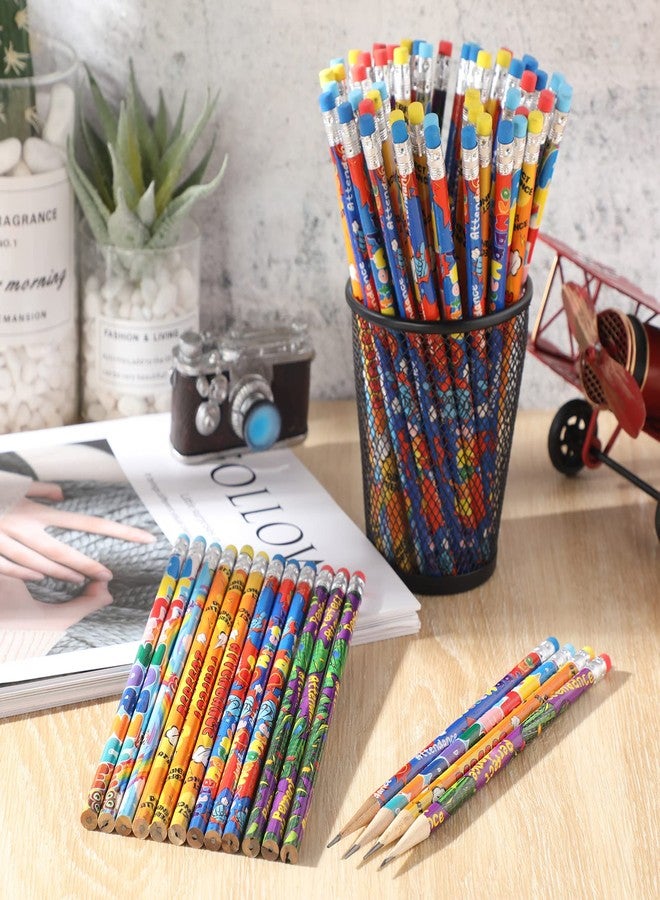 Handepo 72 Pcs Attendance Pencils with Eraser Bulk Assorted Wooden Pencils Student Classroom Carnival Prize Educational and Geography Learning Tool International Day of Education Activities Gift - Image 4