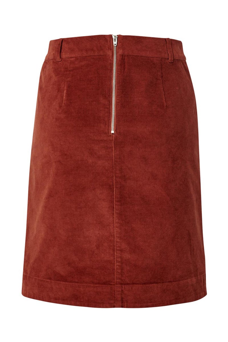 Tchibo Women Corduroy Midi Skirt, Rust Brown  - Image 4