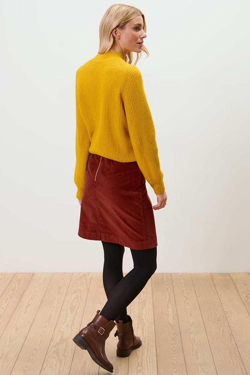 Tchibo Women Corduroy Midi Skirt, Rust Brown  - Image 2