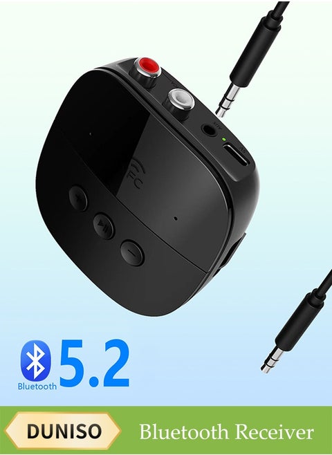Bluetooth Receiver,Bluetooth 5.2 Car Adapter,Audio Receiver,Equipped with USB/TF card function, supporting NFC connection,Apply to Amplifier，Smart Phones，Tablets Laptops，Wired Speaker，54*54*13.7mm